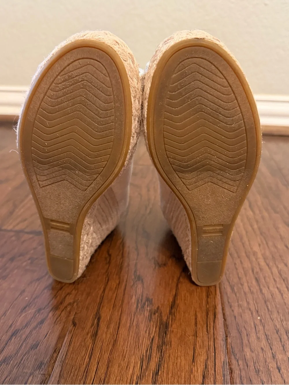 TOMS Michelle Natural Canvas Espadrille Open Toe Wedge Sandals Size 8 - Picture 10 of 15